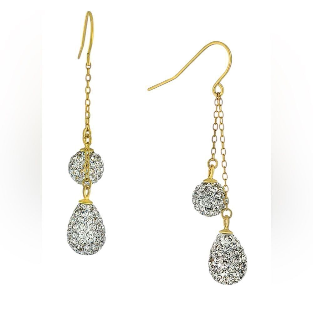 Giani Bernini Crystal double chain drop Earrings
